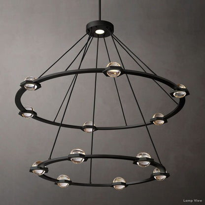 Eclatant Inset Crystal Two-Tier Round Chandelier 48"
