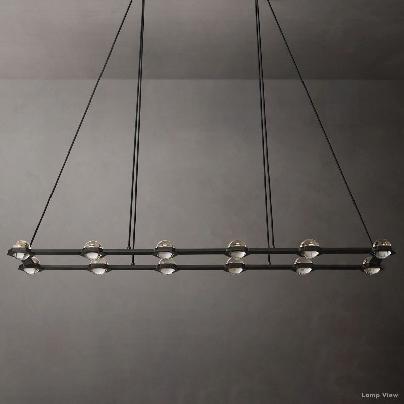Eclatant Inset Crystal Rectangular Chandelier 72"