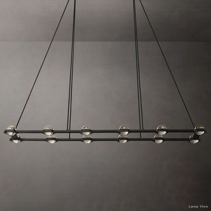 Eclatant Inset Crystal Rectangular Chandelier 72"