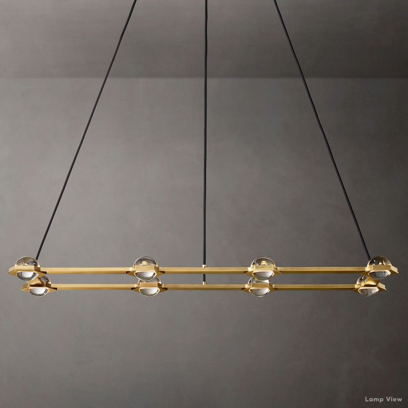 Eclatant Inset Crystal Rectangular Chandelier 54"