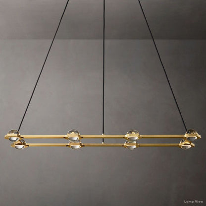 Eclatant Inset Crystal Rectangular Chandelier 54"