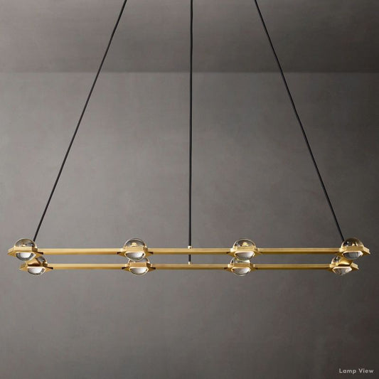 Eclatant Inset Crystal Rectangular Chandelier 54"