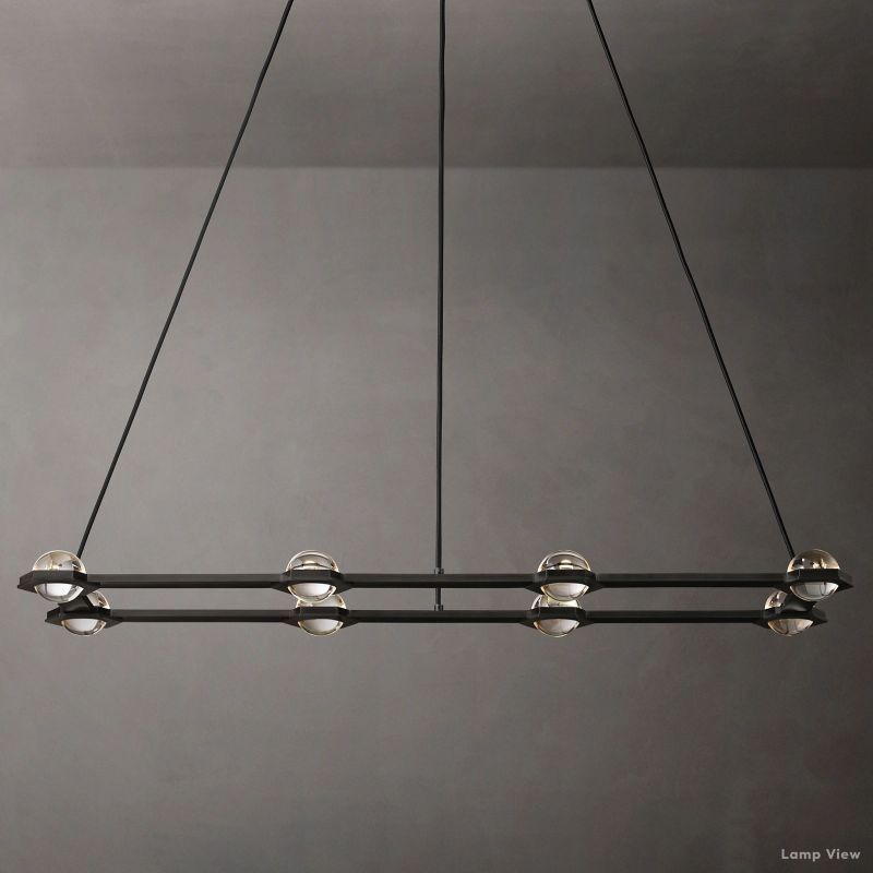 Eclatant Inset Crystal Rectangular Chandelier 54"