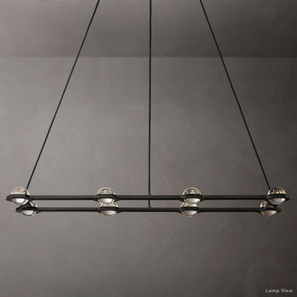 Eclatant Inset Crystal Rectangular Chandelier 54"