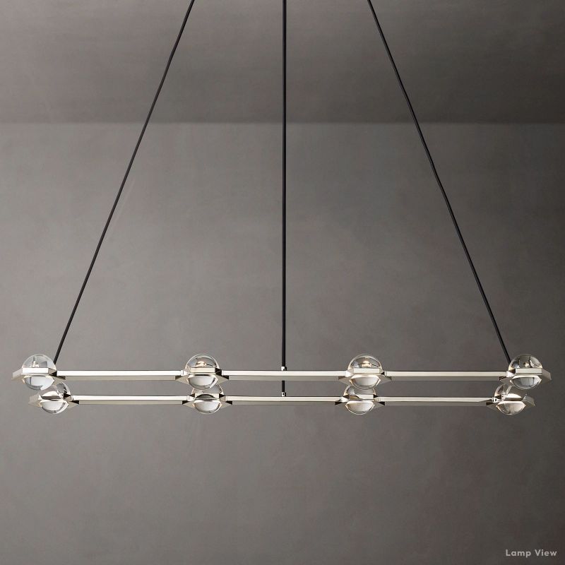 Eclatant Inset Crystal Rectangular Chandelier 54"