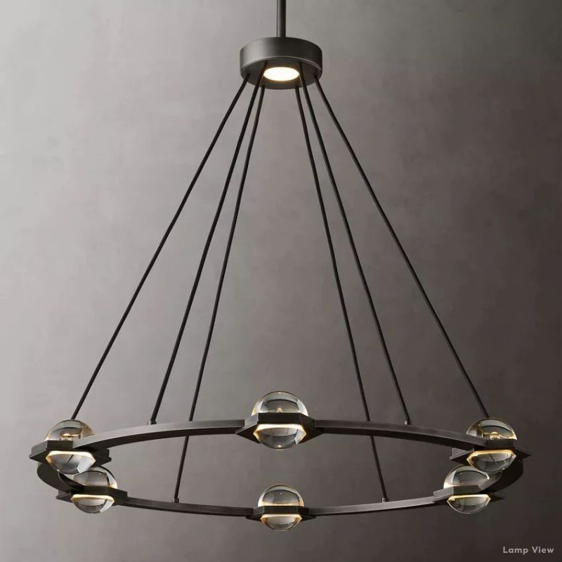 Eclatant Inset Crystal Round Chandelier 36"