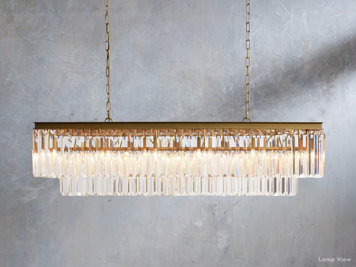 Leyland Clear Crystal Tiered Rectangular Chandelier
