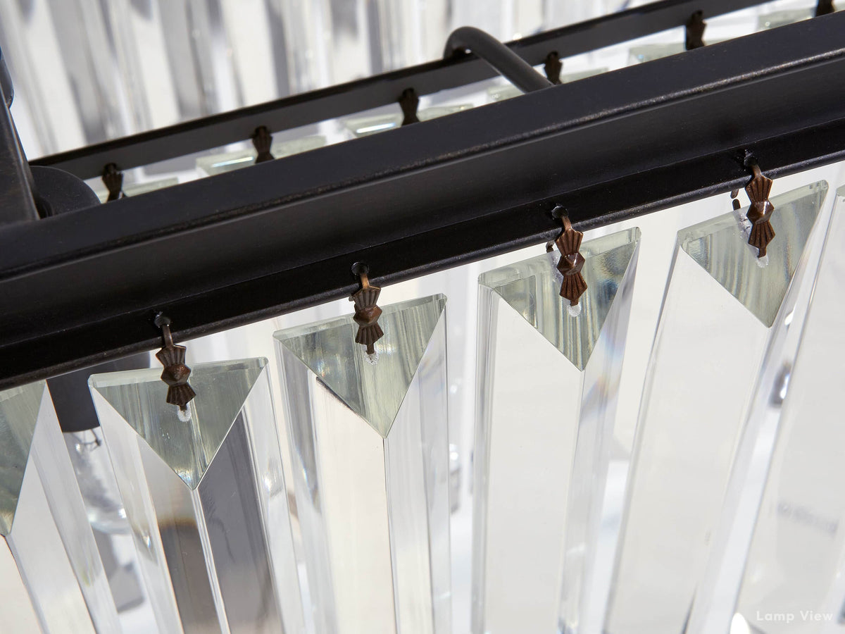 Leyland Clear Crystal Tiered Rectangular Chandelier