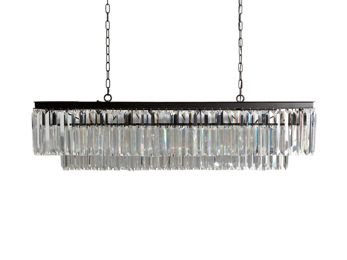 Leyland Clear Crystal Tiered Rectangular Chandelier