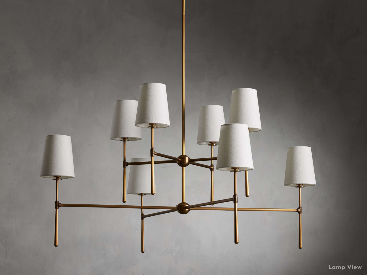 Rhodes Spindle Linen Two-Tier Chandelier