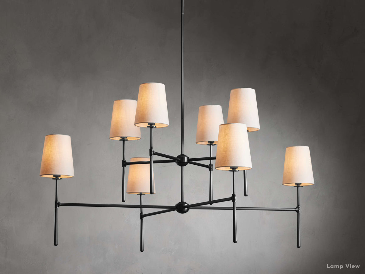 Rhodes Spindle Linen Two-Tier Chandelier