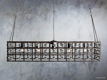 La Cage Framed Crystal Rectangular Chandelier
