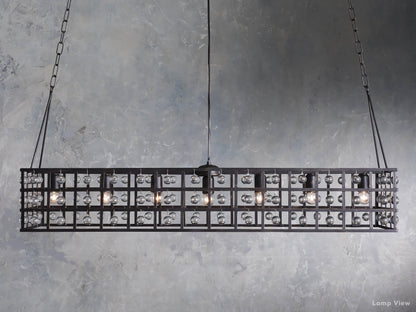La Cage Framed Crystal Rectangular Chandelier