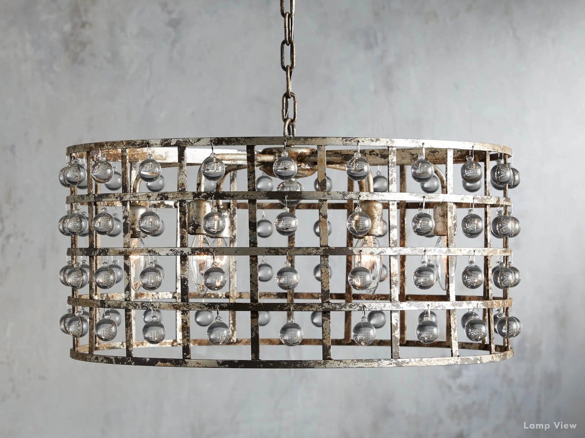 La Cage Framed Crystal Round Chandelier