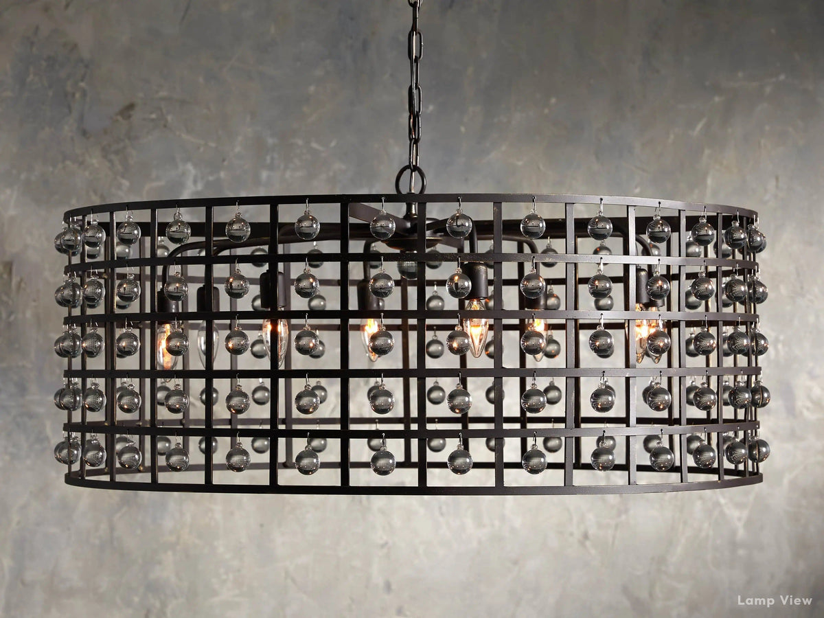 La Cage Framed Crystal Round Chandelier