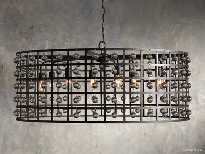La Cage Framed Crystal Round Chandelier