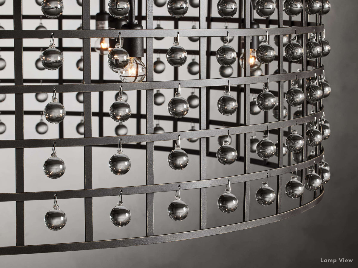 La Cage Framed Crystal Round Chandelier