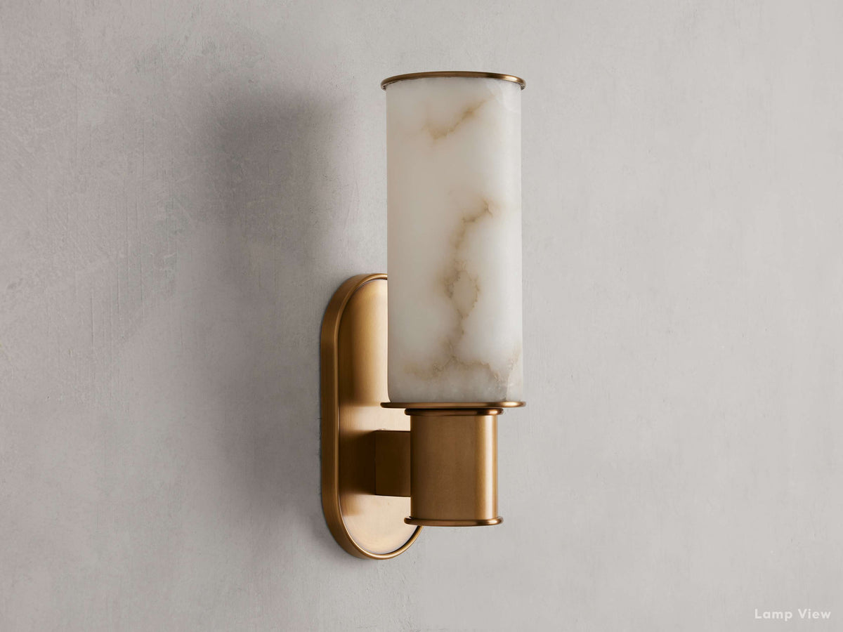 Harlin Pillar Alabaster Wall Sconce