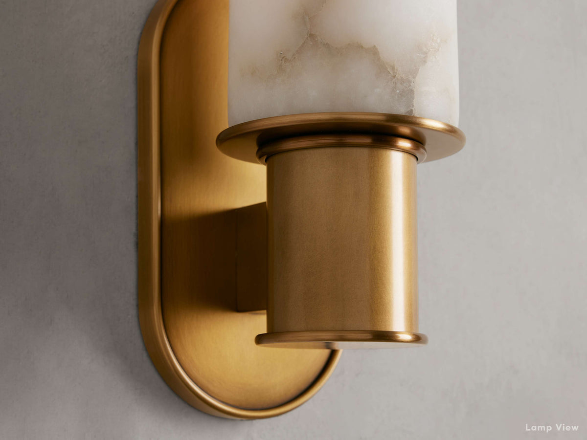 Harlin Pillar Alabaster Wall Sconce
