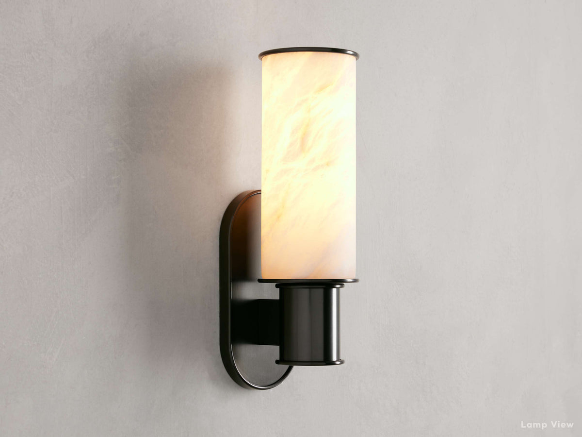 Harlin Pillar Alabaster Wall Sconce