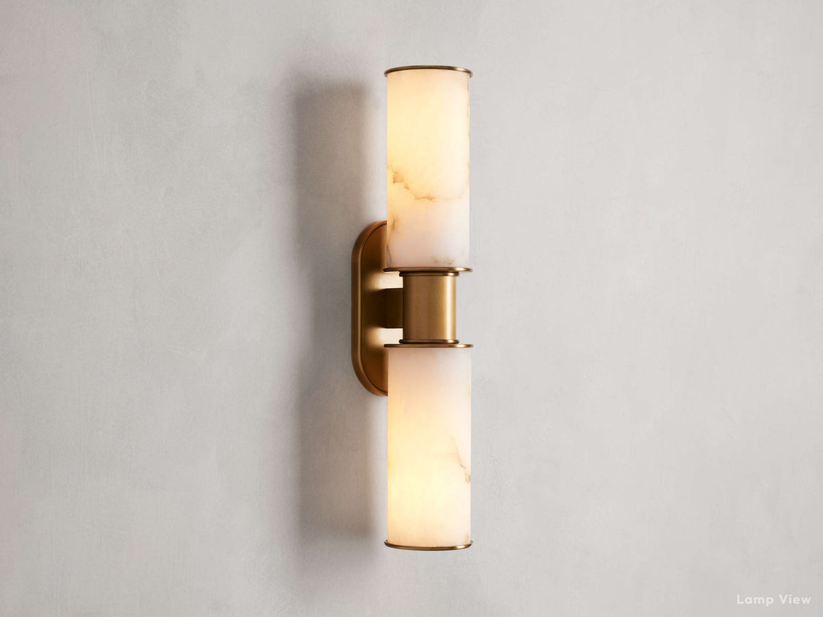Harlin Pillar Alabaster Wall Sconce