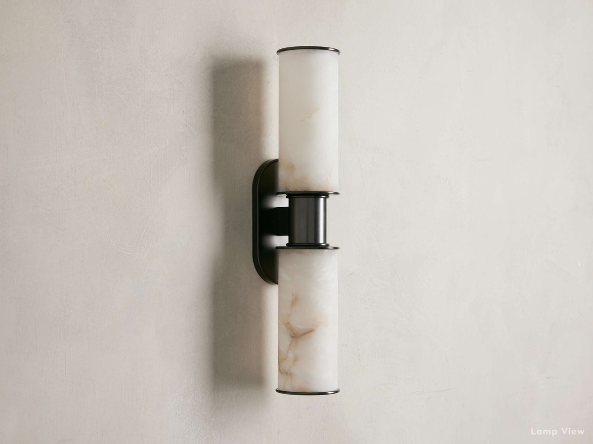 Harlin Pillar Alabaster Wall Sconce