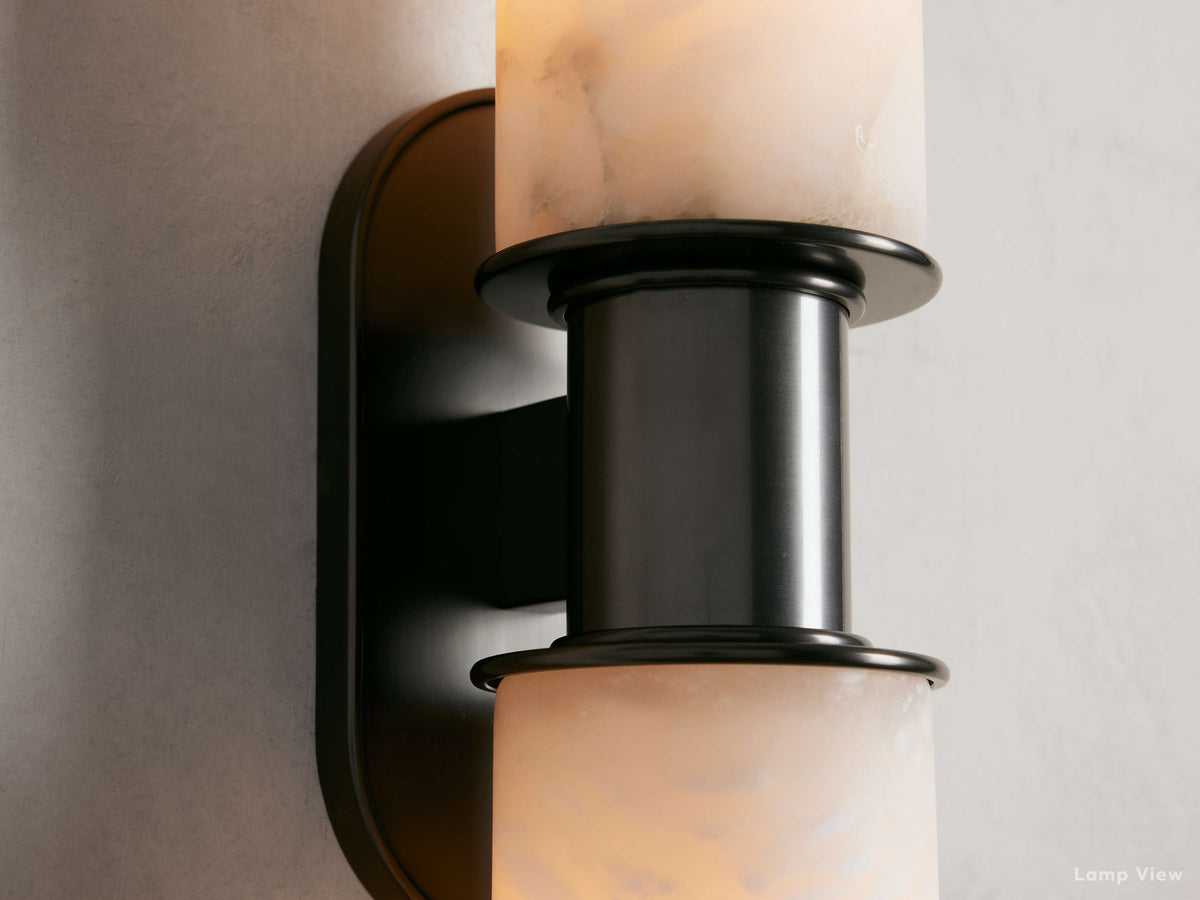Harlin Pillar Alabaster Wall Sconce