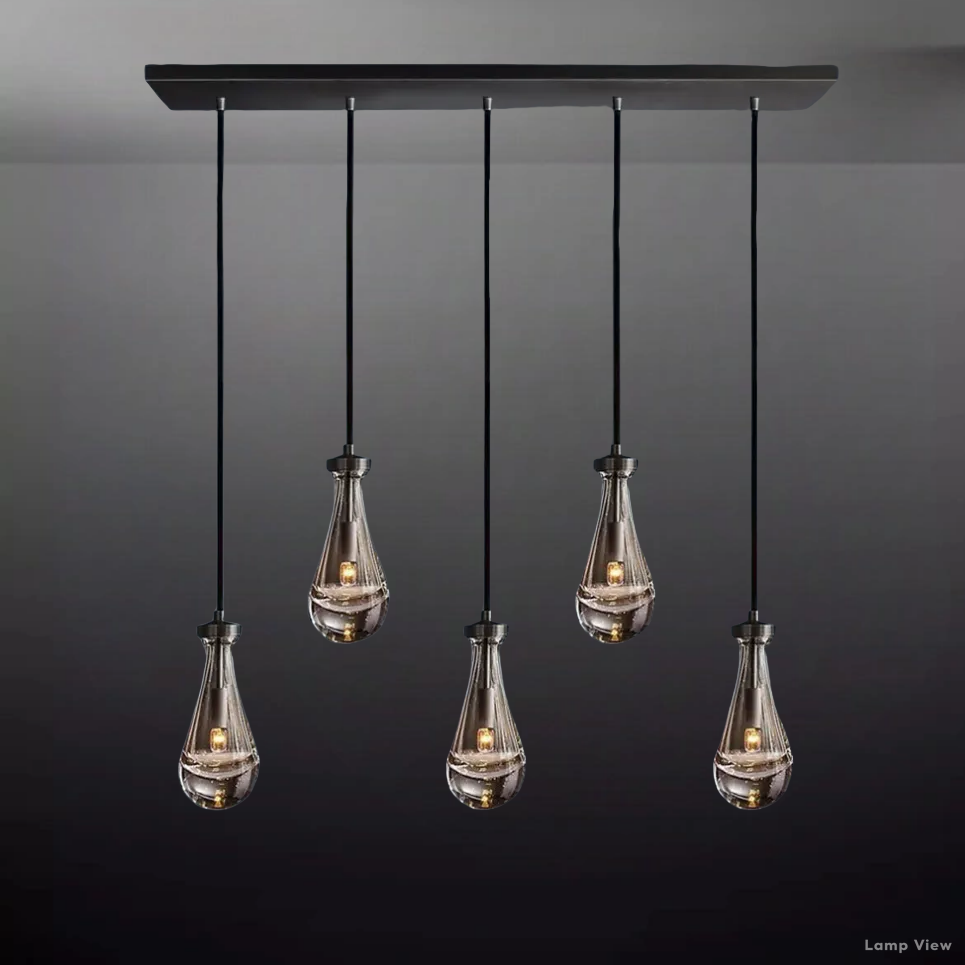Rain Falling Glass Rectangular Chandelier 36"