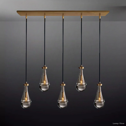 Rain Falling Glass Rectangular Chandelier 36"