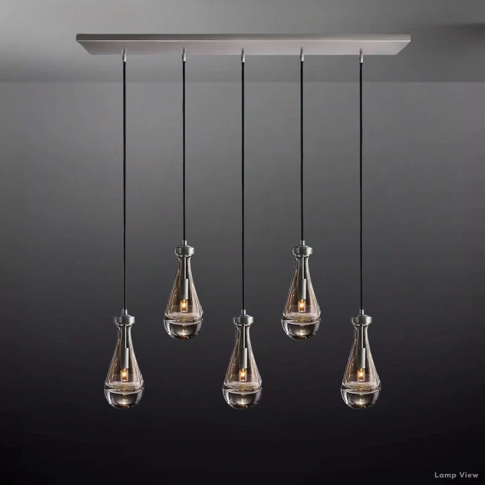 Rain Falling Glass Rectangular Chandelier 36"