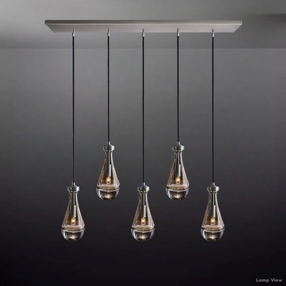 Rain Falling Glass Rectangular Chandelier 36"