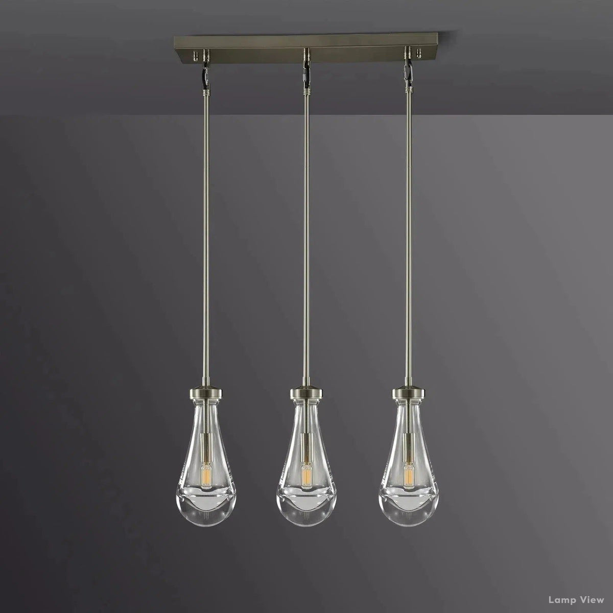 Rain Falling Glass Rectangular Chandelier 22"