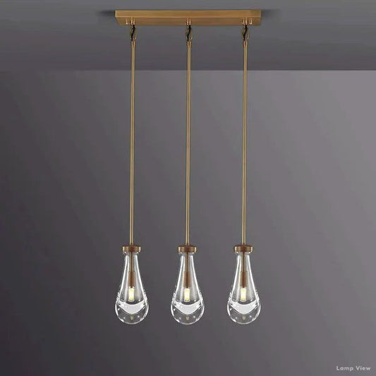Rain Falling Glass Rectangular Chandelier 22"