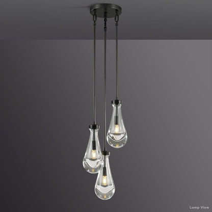 Rain Falling Glass Round Chandelier 8"