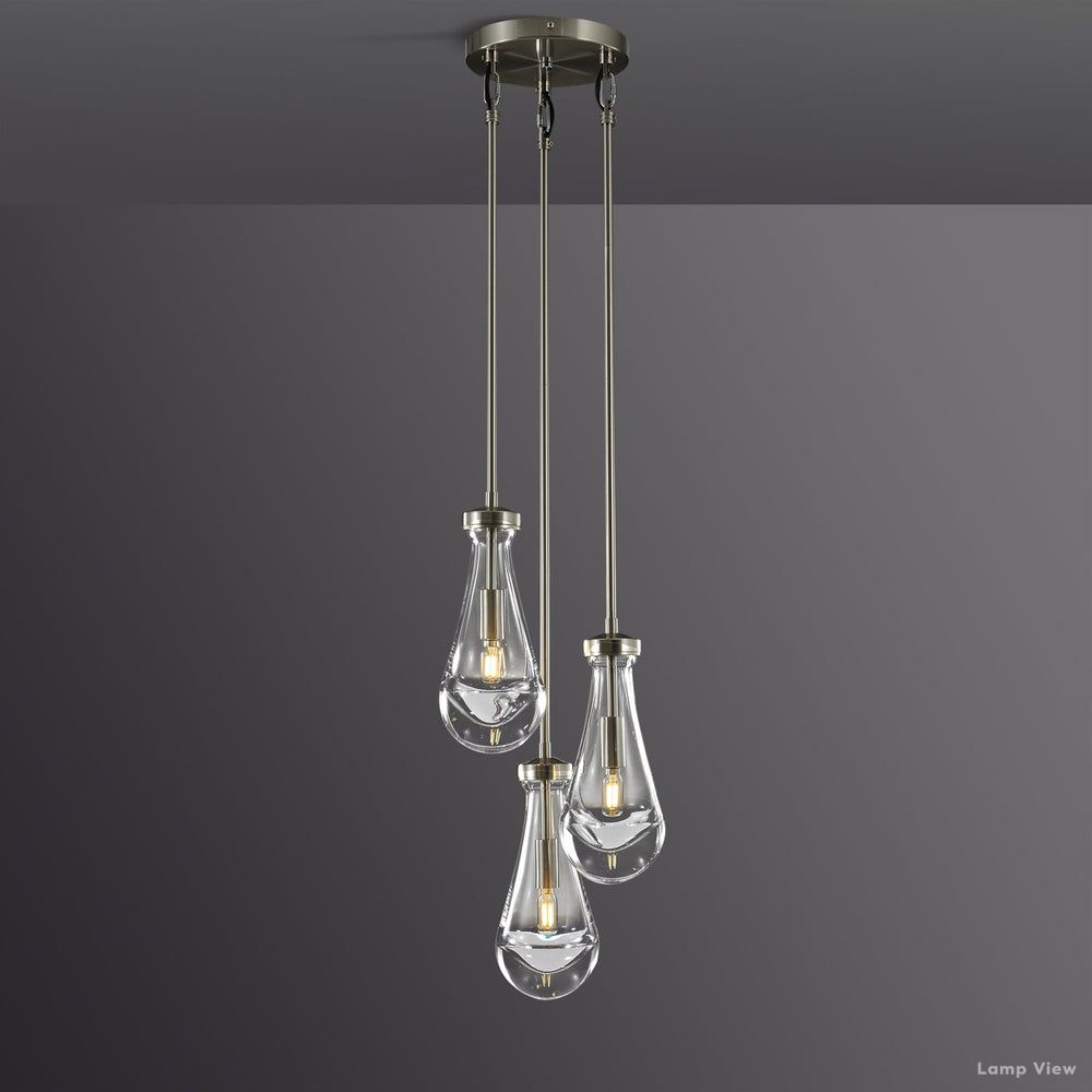 Rain Falling Glass Round Chandelier 8"