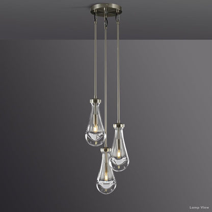 Rain Falling Glass Round Chandelier 8"