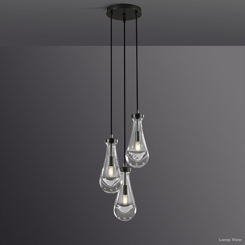Rain Falling Glass Round Chandelier 8"