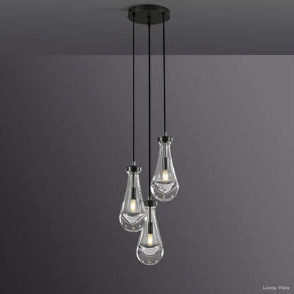 Rain Falling Glass Round Chandelier 8"