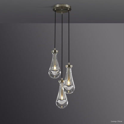 Rain Falling Glass Round Chandelier 8"