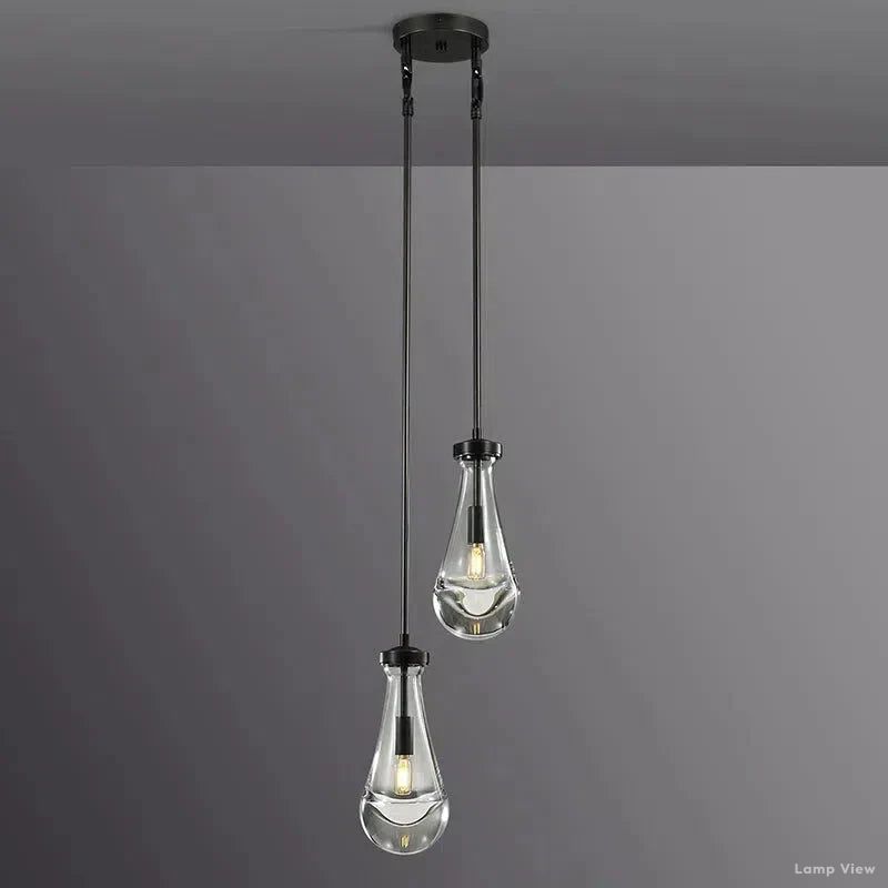 Rain Falling Glass Round Chandelier 5"