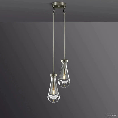 Rain Falling Glass Round Chandelier 5"