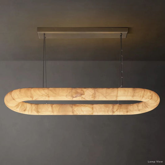 Rivage Lisse Alabaster Oval Chandelier 57"