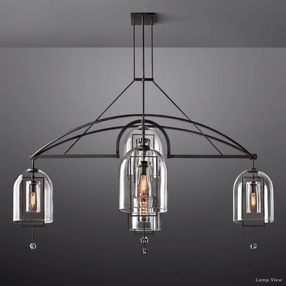 Fulcrum Cloche Glass Round Chandelier 85"