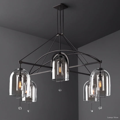 Fulcrum Cloche Glass Round Chandelier 73"