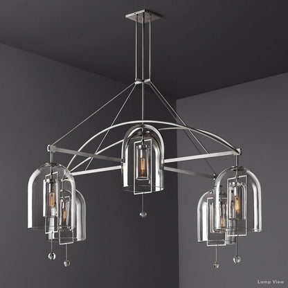 Fulcrum Cloche Glass Round Chandelier 73"