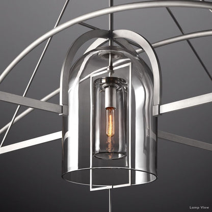 Fulcrum Cloche Glass Round Chandelier 85"