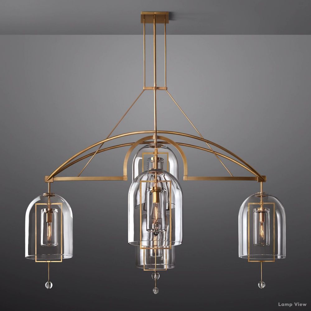 Fulcrum Cloche Glass Round Chandelier 73"