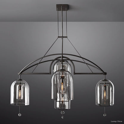 Fulcrum Cloche Glass Round Chandelier 73"