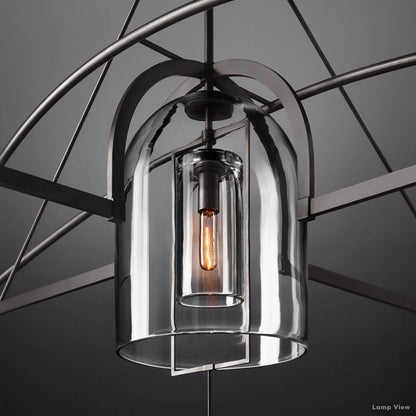 Fulcrum Cloche Glass Round Chandelier 73"