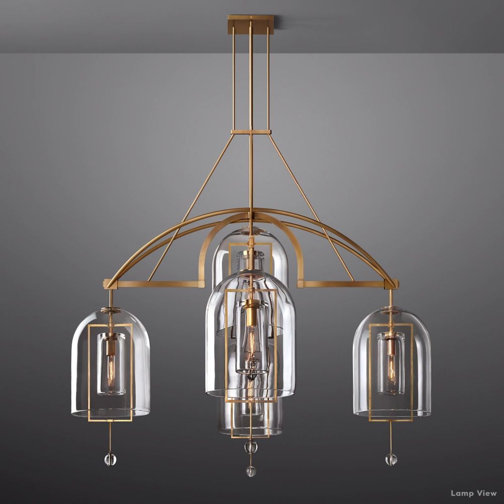 Fulcrum Cloche Glass Round Chandelier 61"